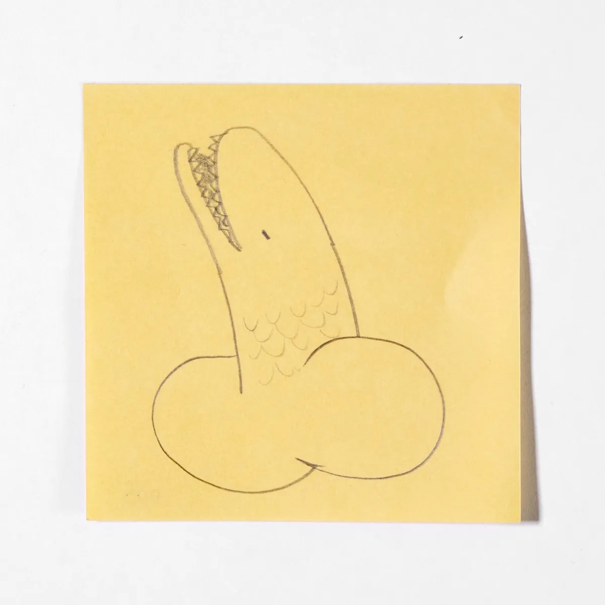 Moray, No. 005 of 512: a hand-drawn cazzo on a sticky note
