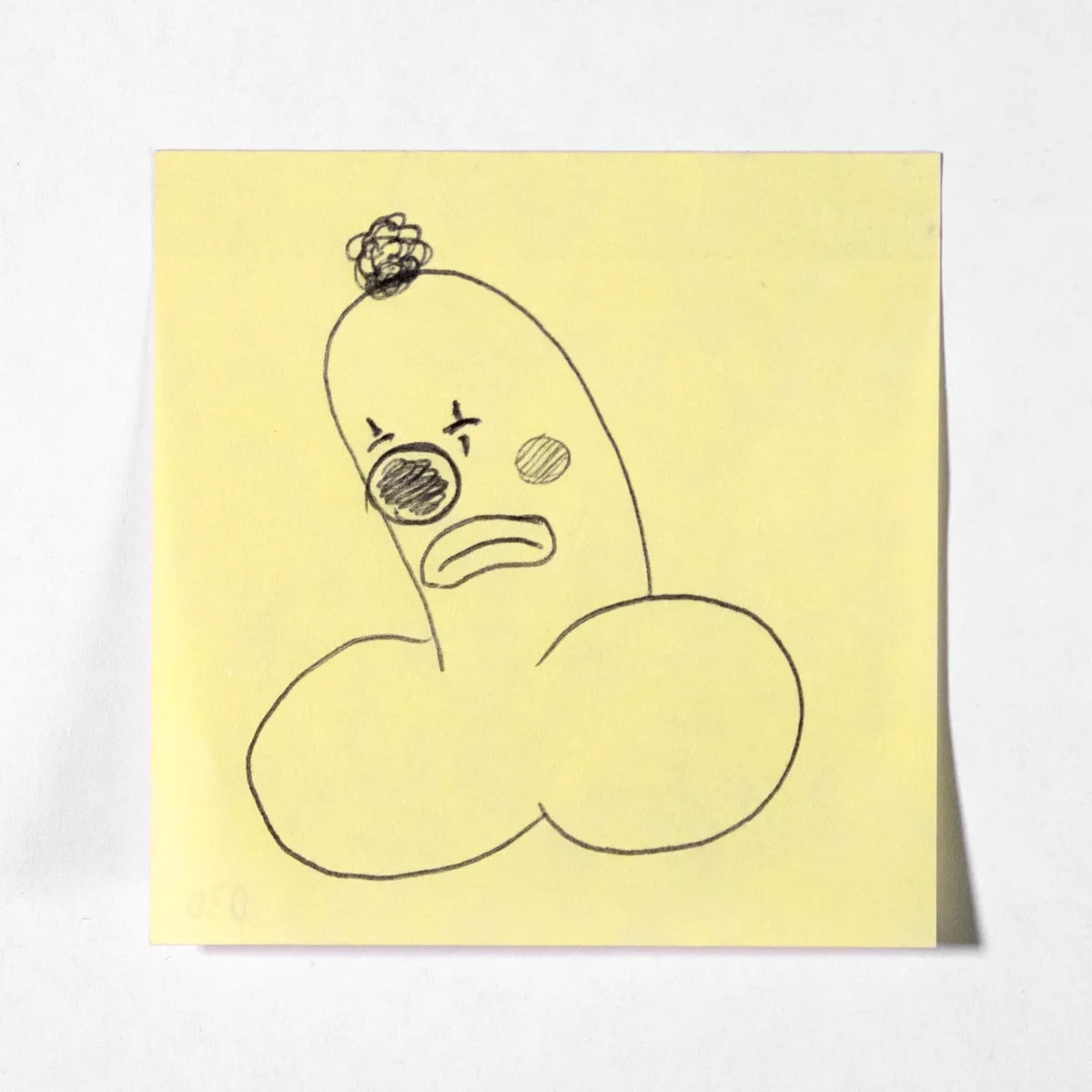 Clown, No. 030 of 512: a hand-drawn cazzo on a sticky note