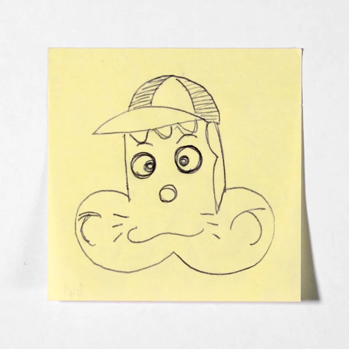 怪物くん, No. 041 of 512: a hand-drawn cazzo on a sticky note