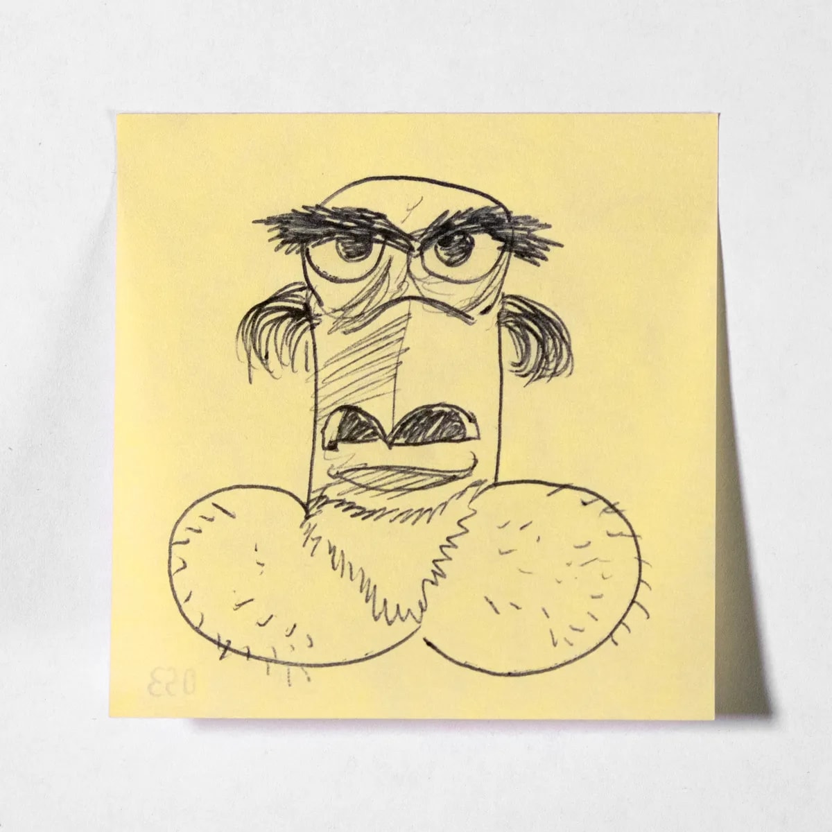 Sam, No. 053 of 512: a hand-drawn cazzo on a sticky note