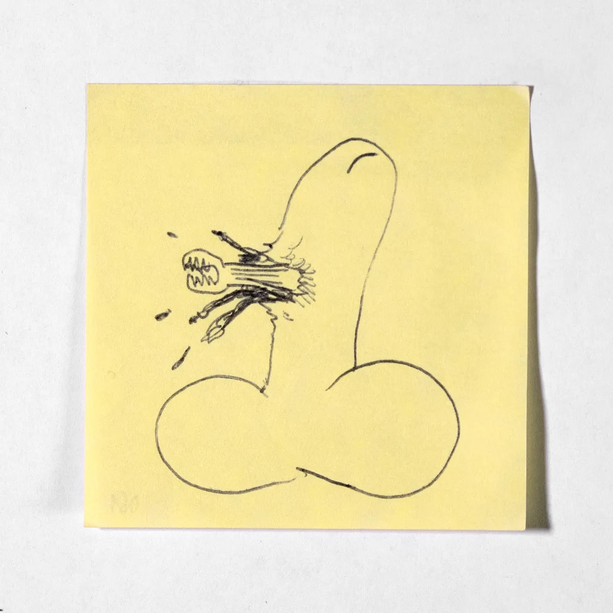 Alien, No. 061 of 512: a hand-drawn cazzo on a sticky note