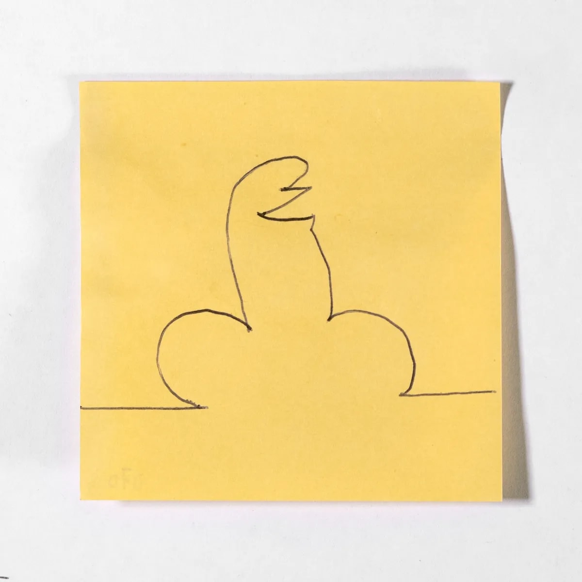 Linea, No. 070 of 512: a hand-drawn cazzo on a sticky note