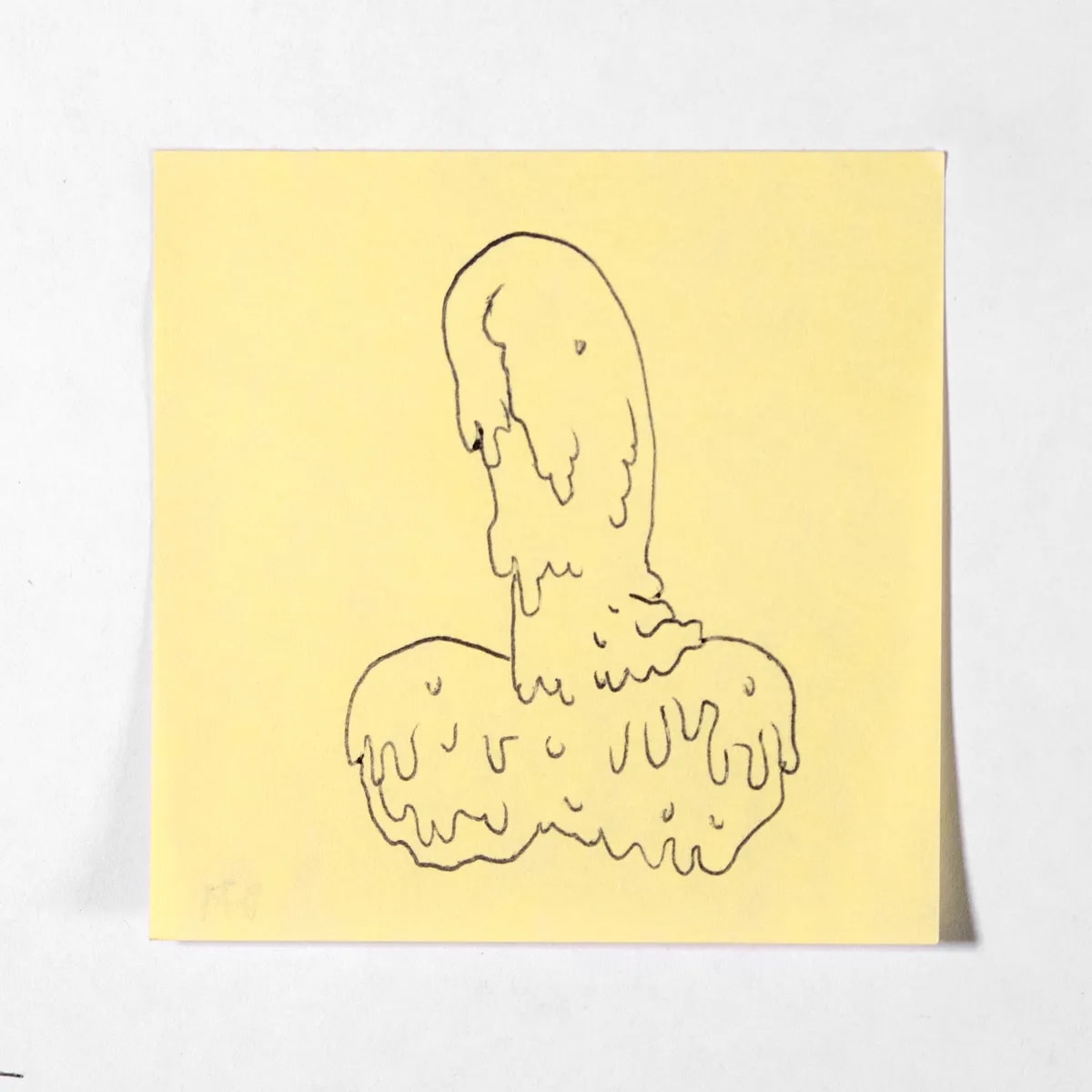 Melted, No. 071 of 512: a hand-drawn cazzo on a sticky note