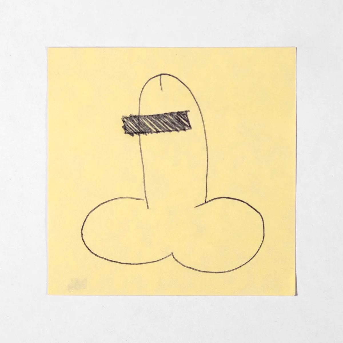 Censorship, No. 084 of 512: a hand-drawn cazzo on a sticky note
