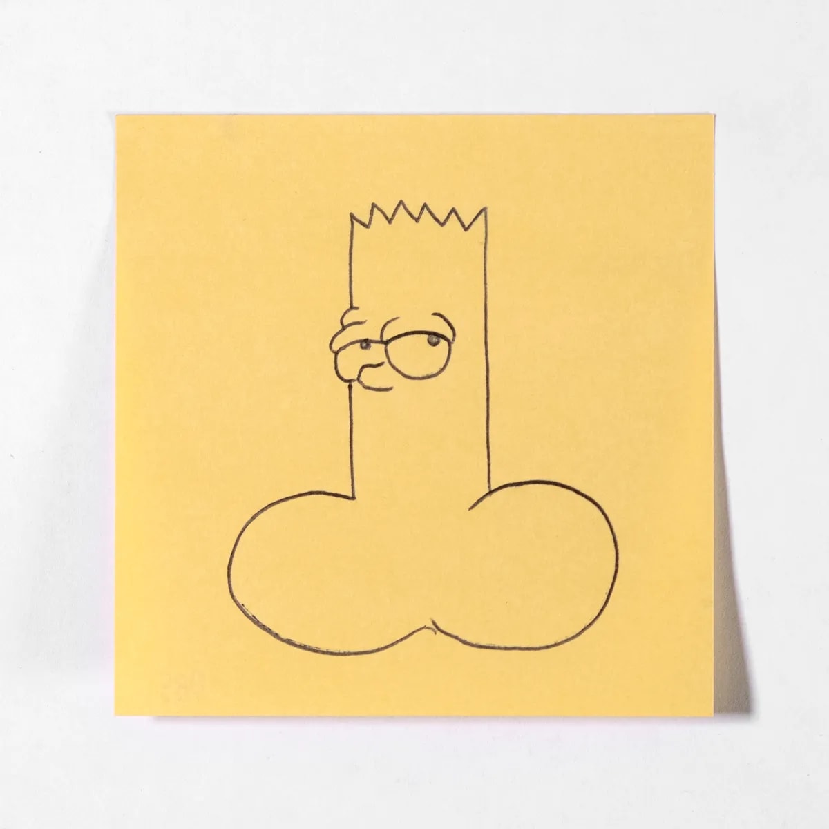 Bart, No. 085 of 512: a hand-drawn cazzo on a sticky note