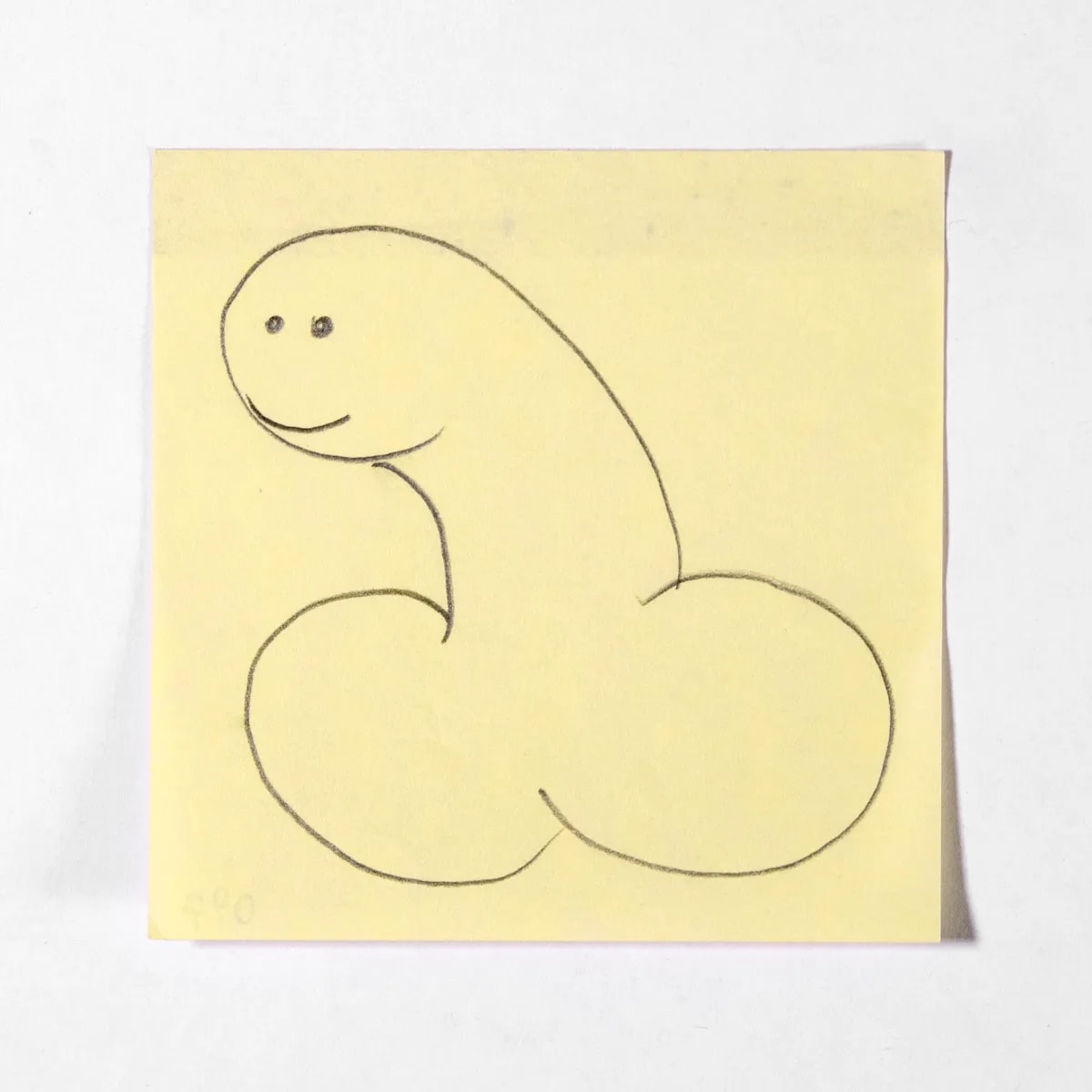 Curious, No. 097 of 512: a hand-drawn cazzo on a sticky note
