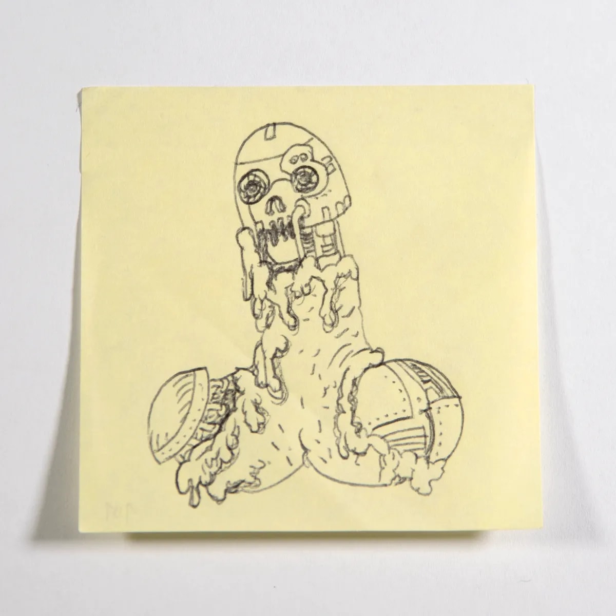 T800, No. 101 of 512: a hand-drawn cazzo on a sticky note