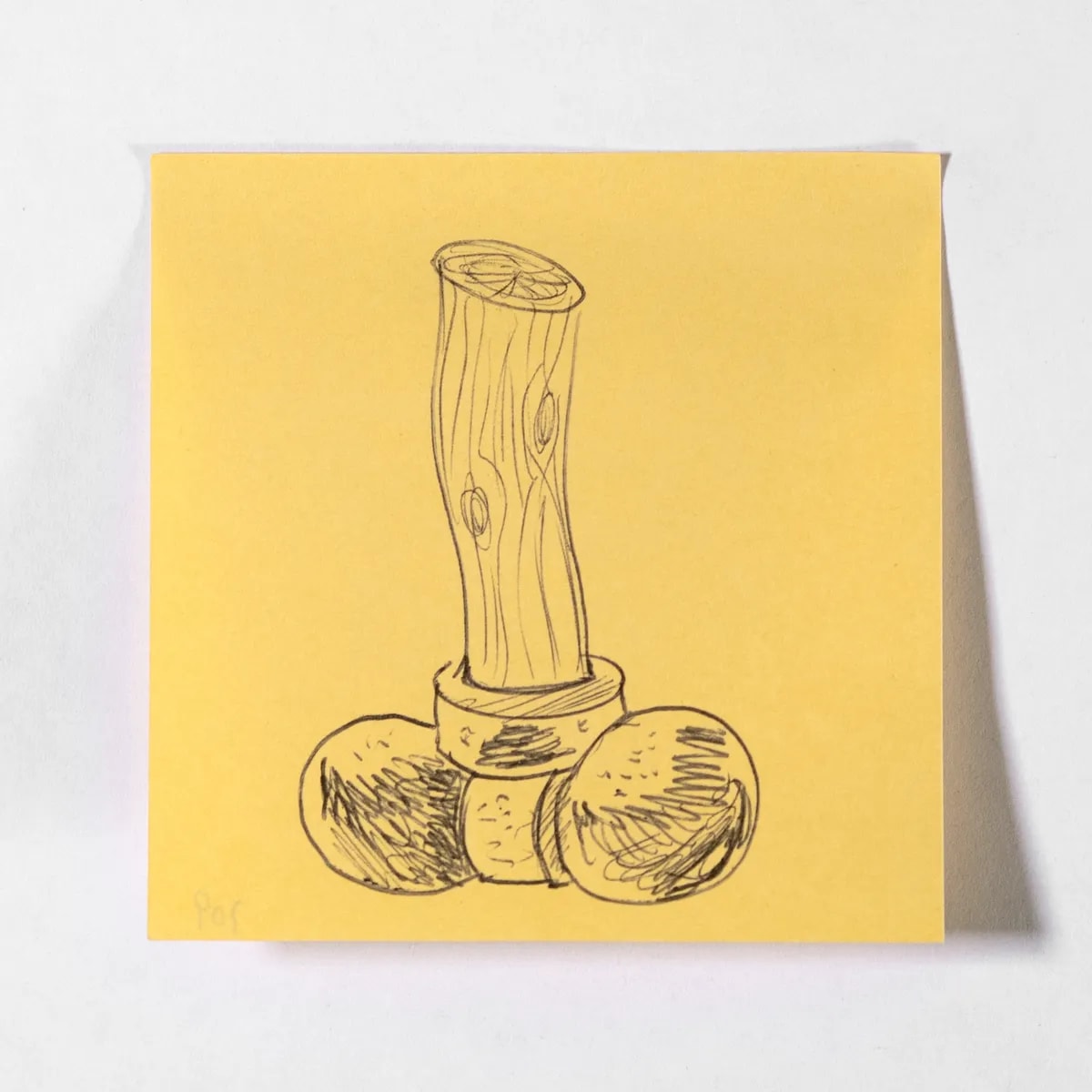 Hammer, No. 109 of 512: a hand-drawn cazzo on a sticky note