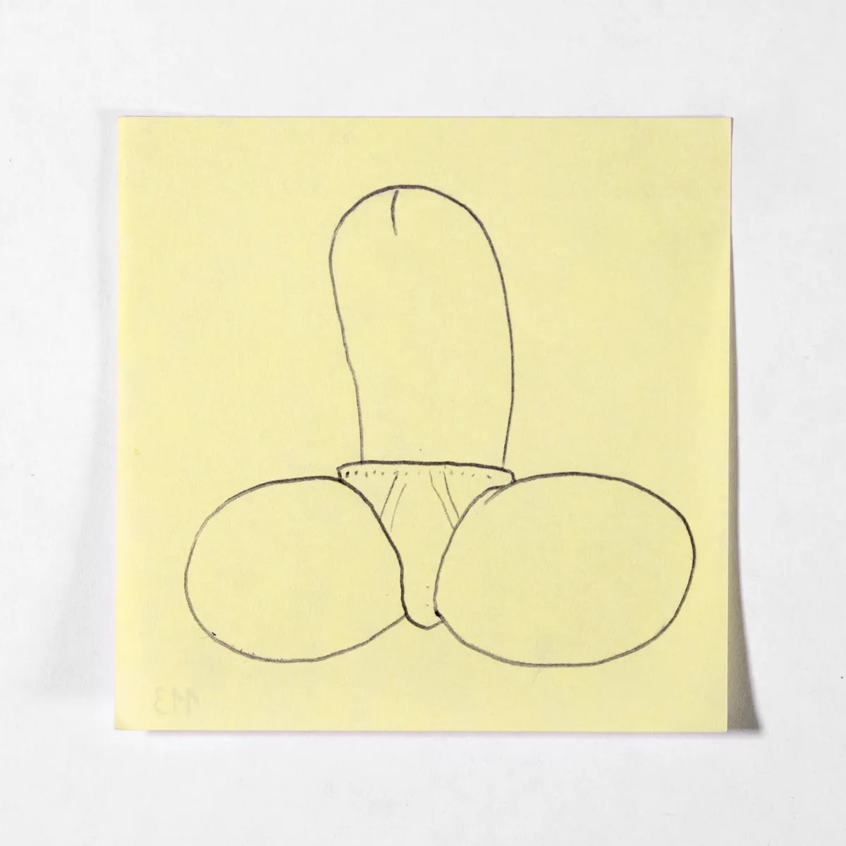 Modest, No. 113 of 512: a hand-drawn cazzo on a sticky note