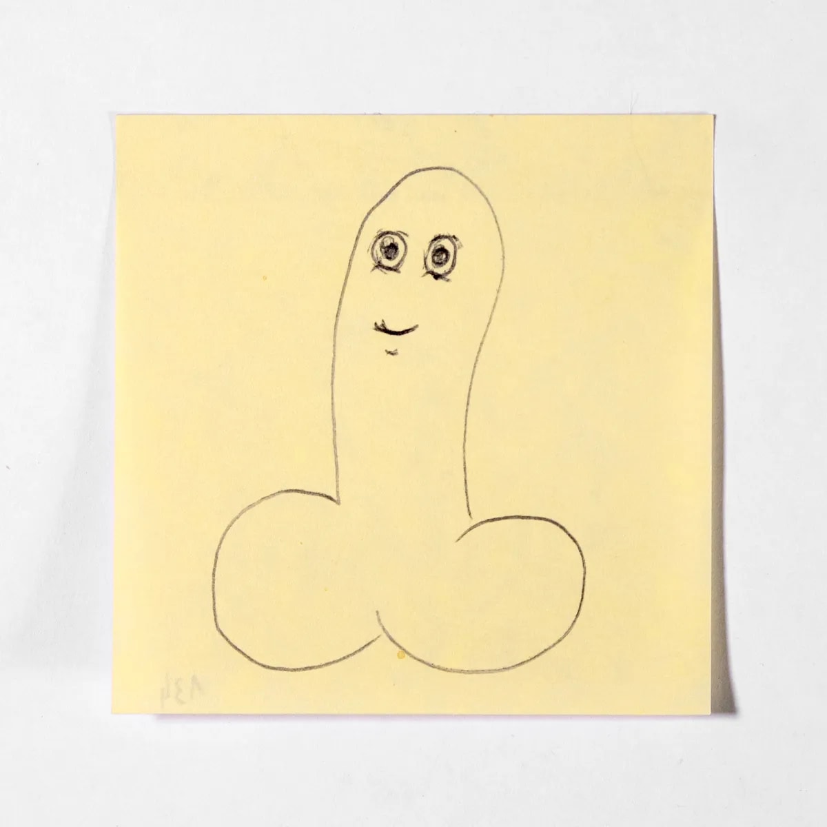 Moved, No. 134 of 512: a hand-drawn cazzo on a sticky note