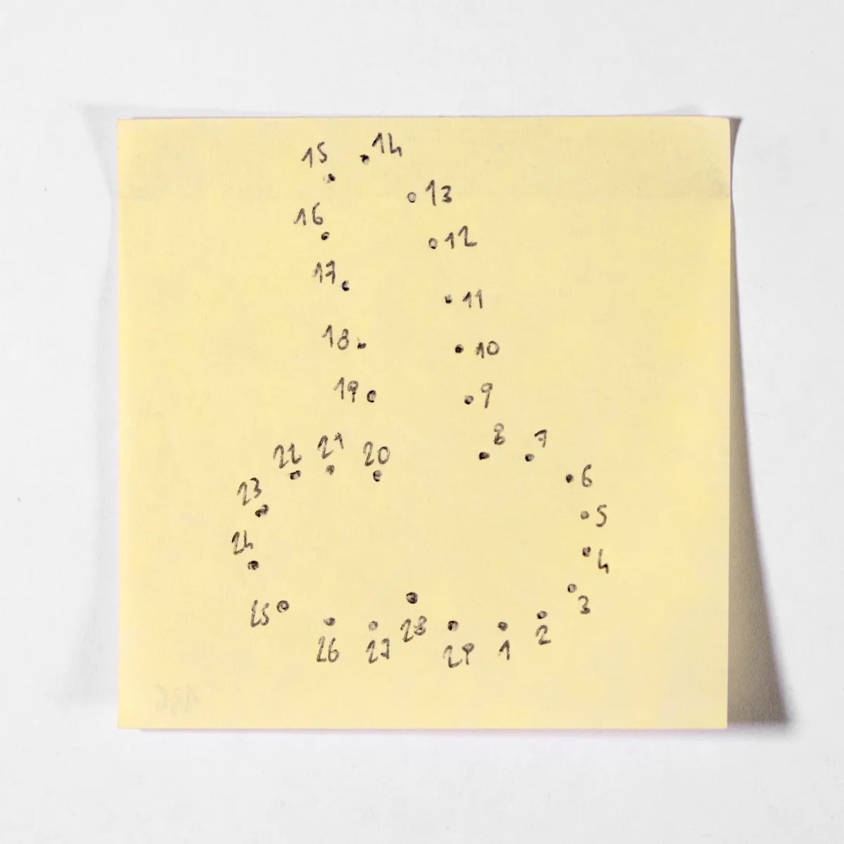 Dots, No. 136 of 512: a hand-drawn cazzo on a sticky note