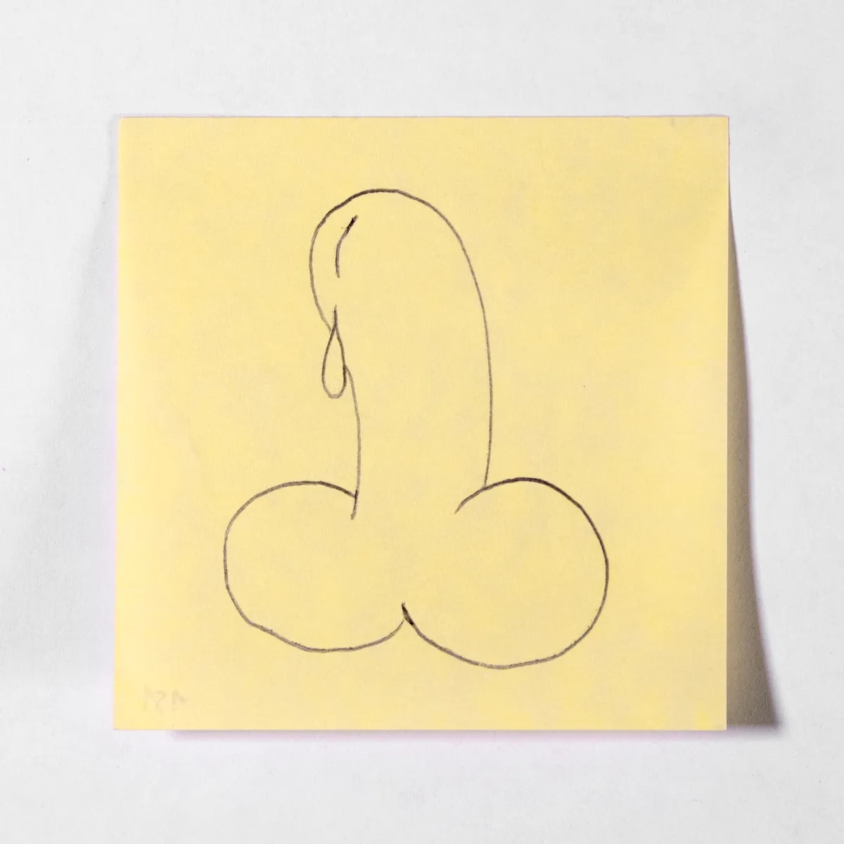 Sad, No. 151 of 512: a hand-drawn cazzo on a sticky note