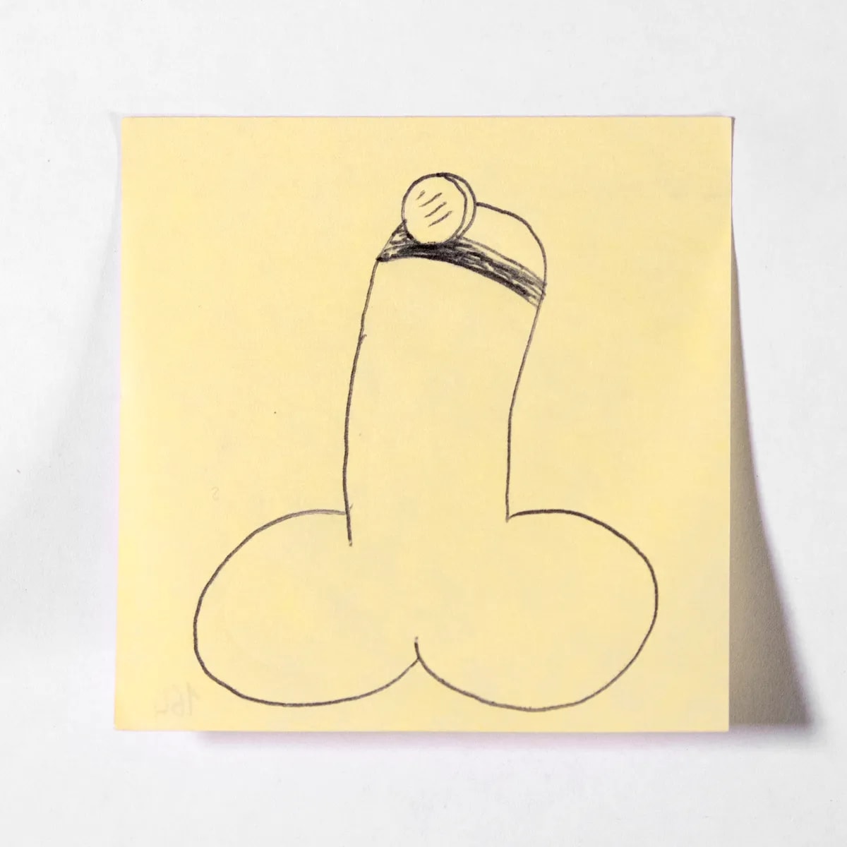 Doc, No. 164 of 512: a hand-drawn cazzo on a sticky note