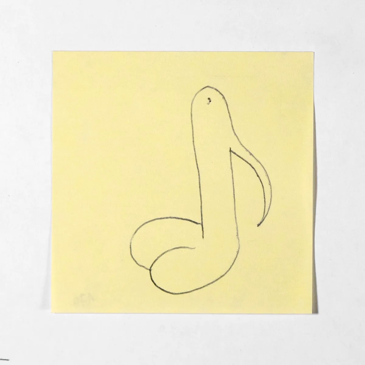 Melody, No. 170 of 512: a hand-drawn cazzo on a sticky note