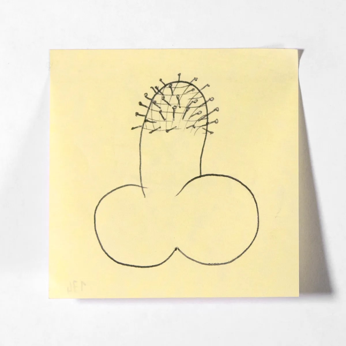Pinhead, No. 174 of 512: a hand-drawn cazzo on a sticky note