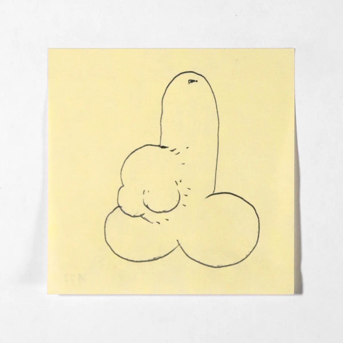 Pregnant, No. 177 of 512: a hand-drawn cazzo on a sticky note