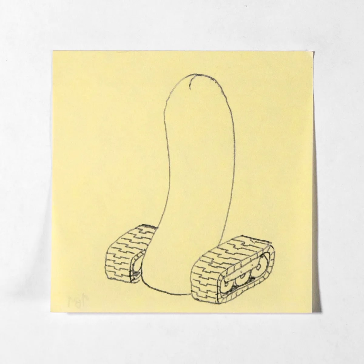 Crawler, No. 181 of 512: a hand-drawn cazzo on a sticky note