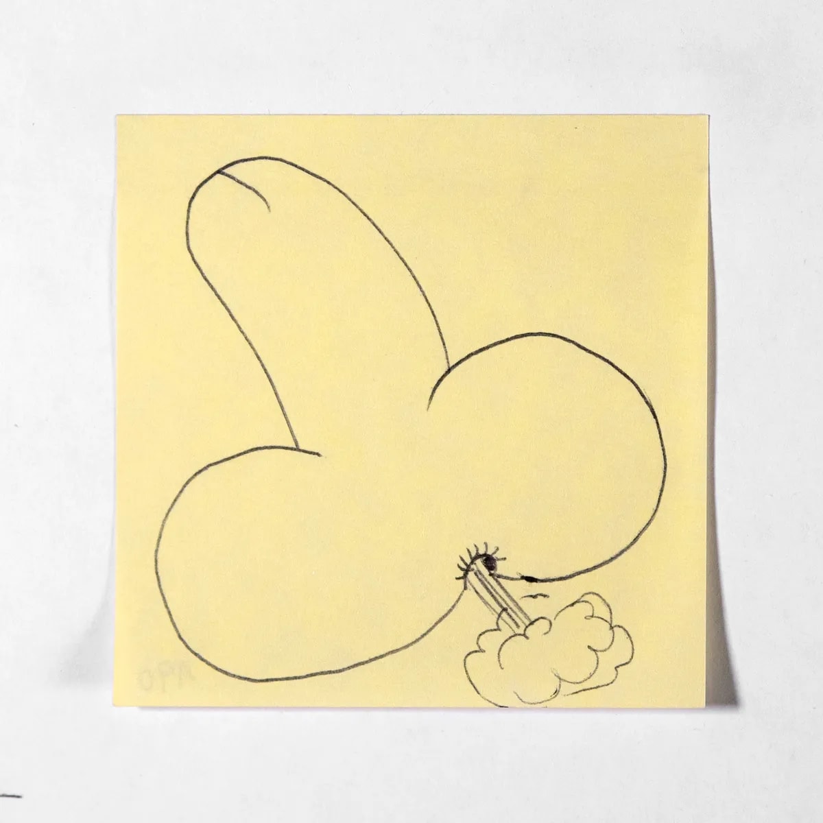 Fart, No. 190 of 512: a hand-drawn cazzo on a sticky note