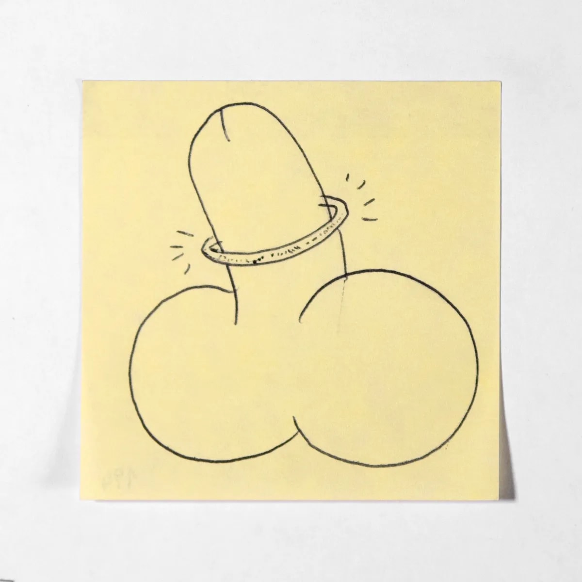 Wedding, No. 194 of 512: a hand-drawn cazzo on a sticky note