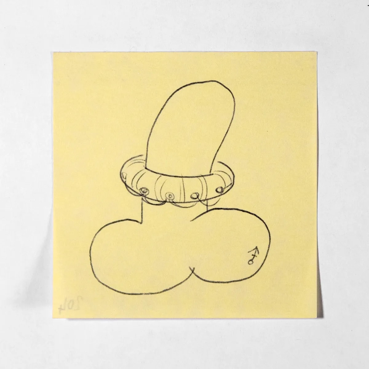 Lifebuoy, No. 204 of 512: a hand-drawn cazzo on a sticky note