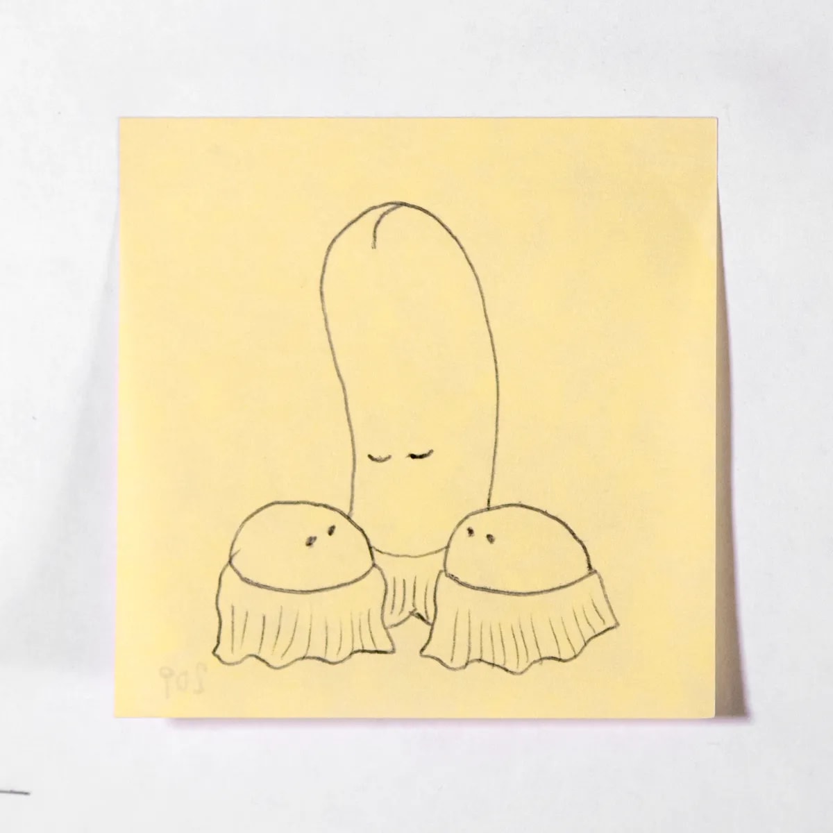 Maternal, No. 209 of 512: a hand-drawn cazzo on a sticky note