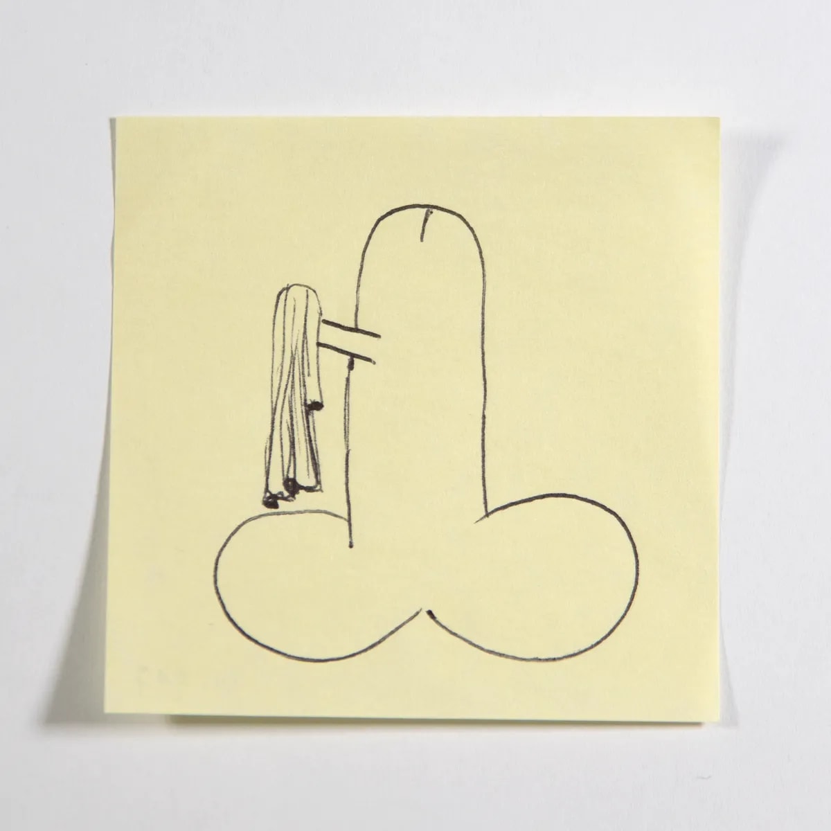 Hanger, No. 217 of 512: a hand-drawn cazzo on a sticky note