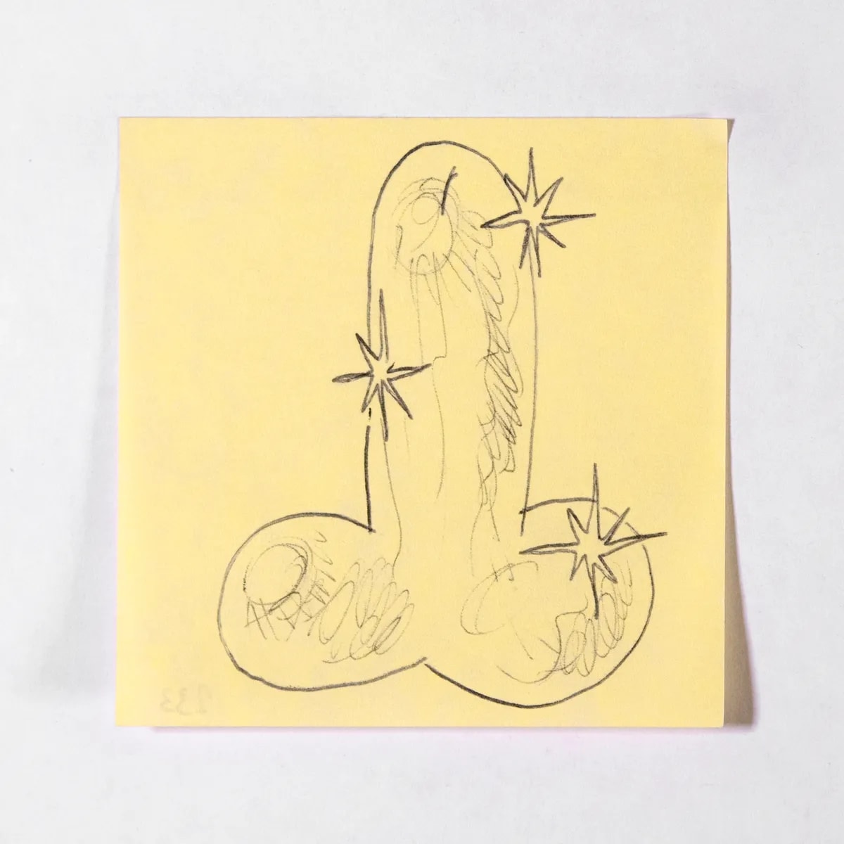 Surfer, No. 233 of 512: a hand-drawn cazzo on a sticky note