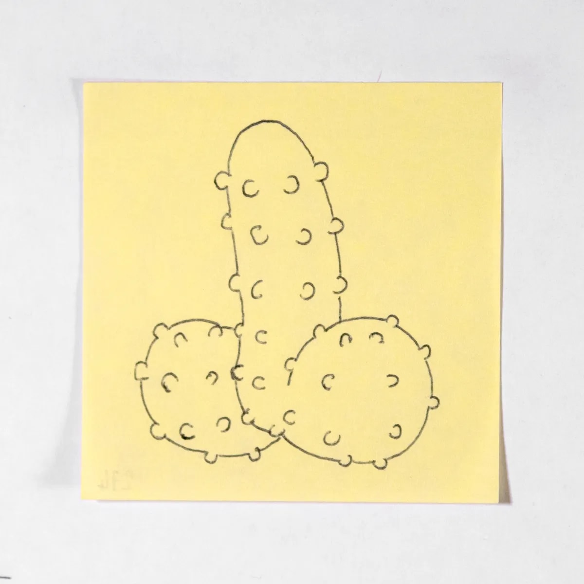 Stimulating, No. 274 of 512: a hand-drawn cazzo on a sticky note