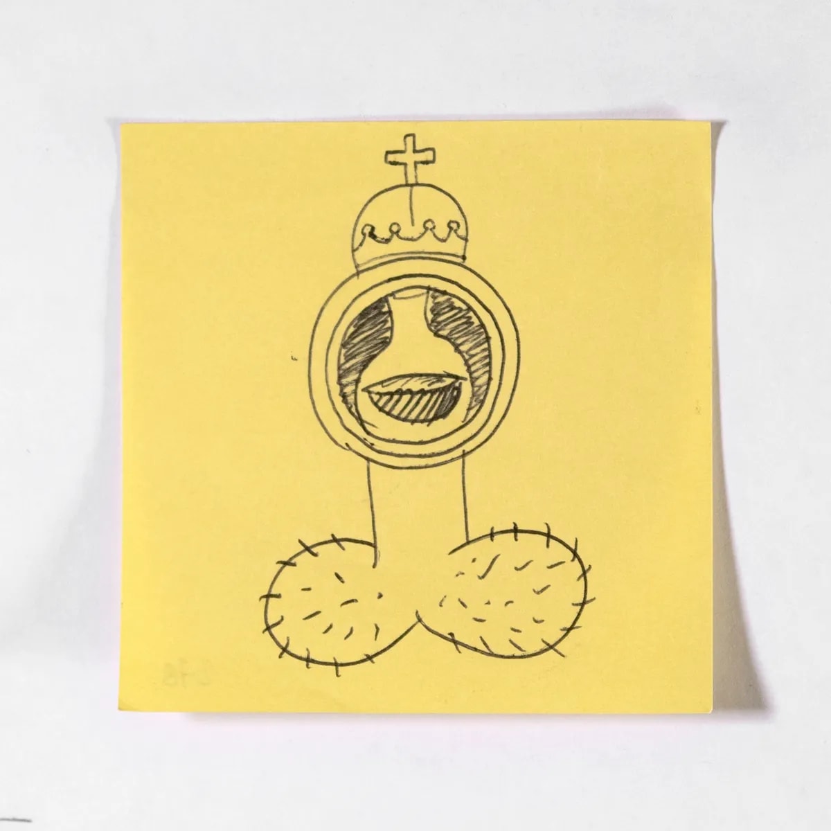 Relic, No. 278 of 512: a hand-drawn cazzo on a sticky note