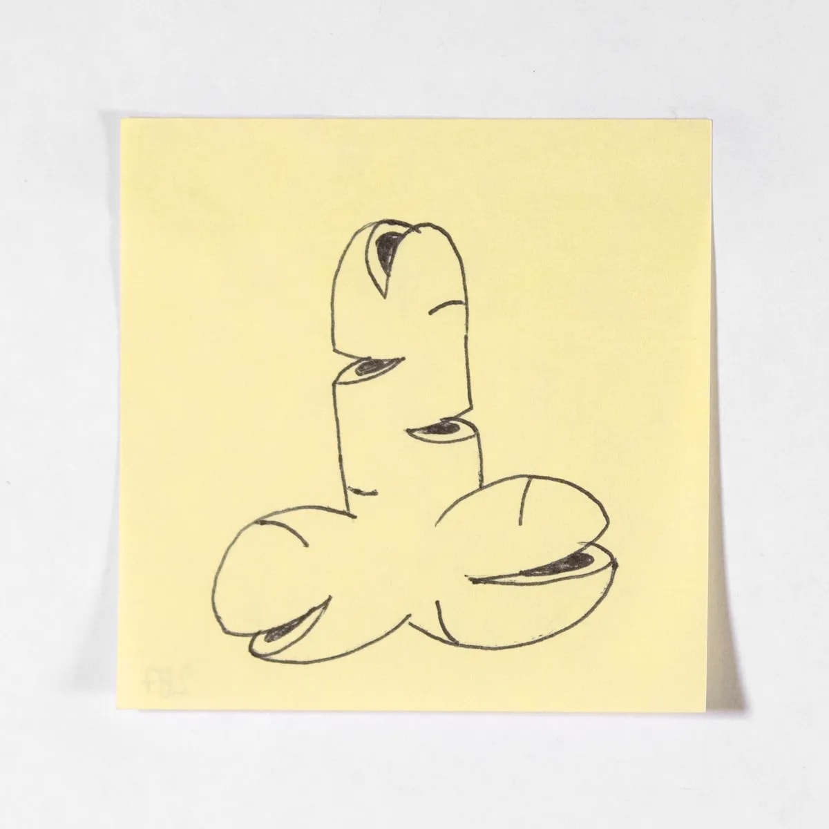 Fontana, No. 287 of 512: a hand-drawn cazzo on a sticky note