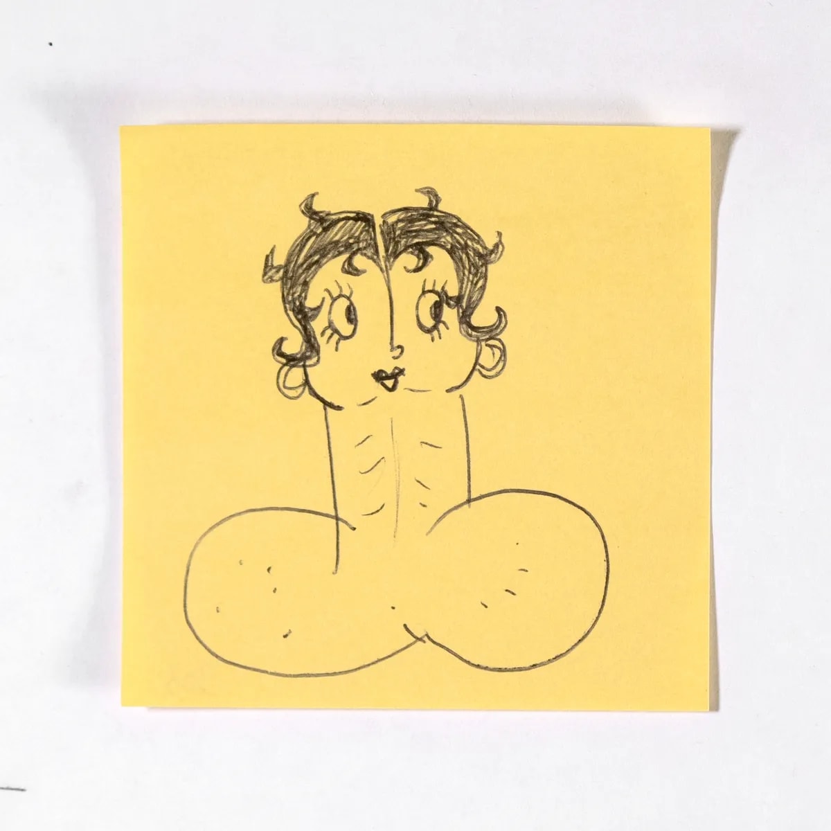 Betty, No. 303 of 512: a hand-drawn cazzo on a sticky note