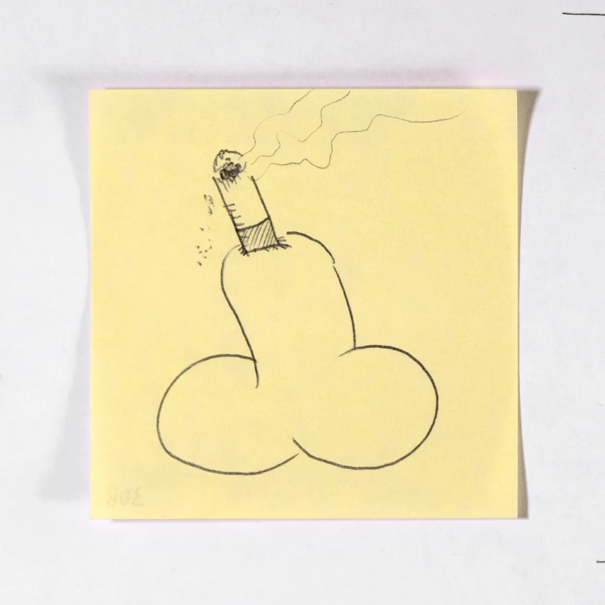 Jumpy, No. 308 of 512: a hand-drawn cazzo on a sticky note