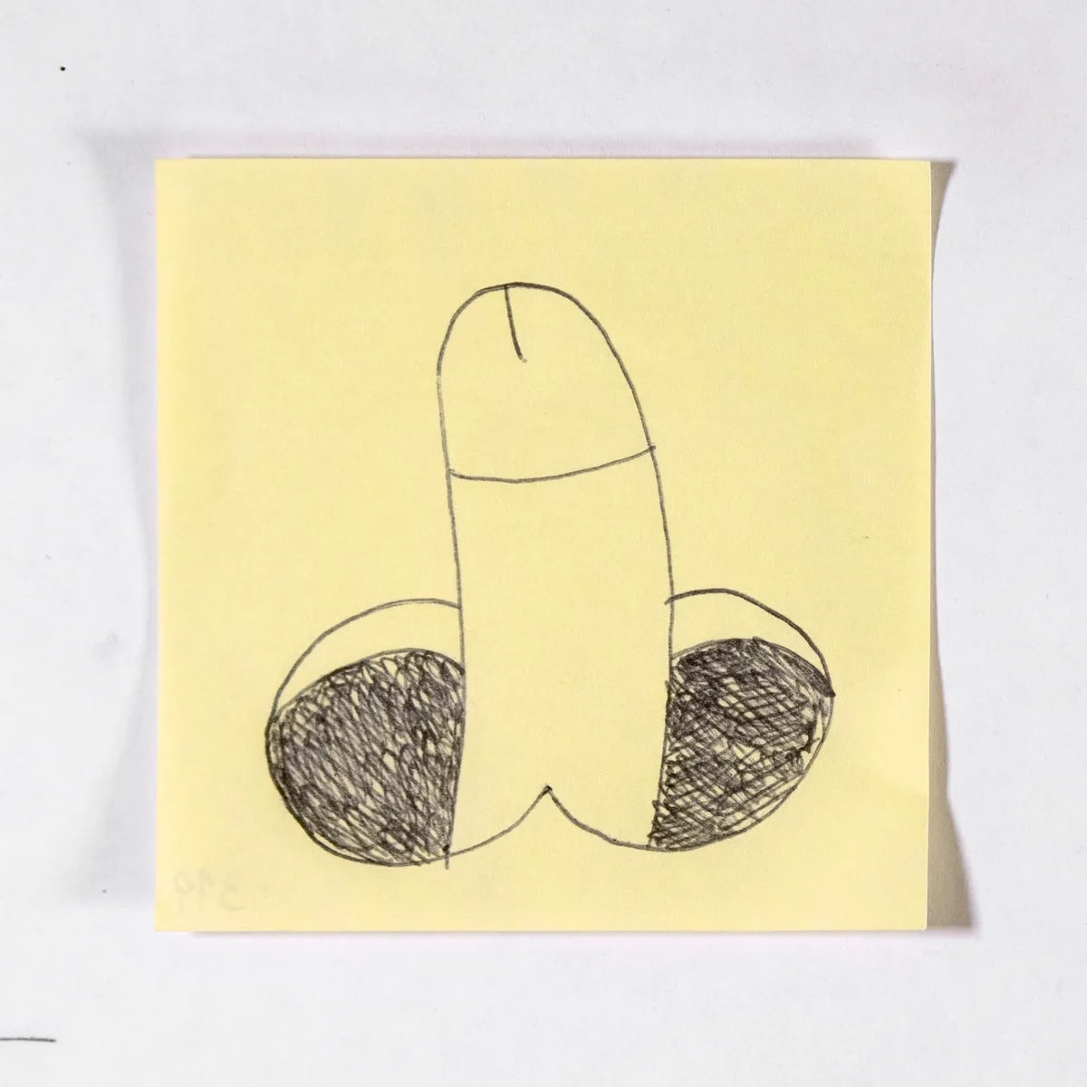 Escher, No. 319 of 512: a hand-drawn cazzo on a sticky note