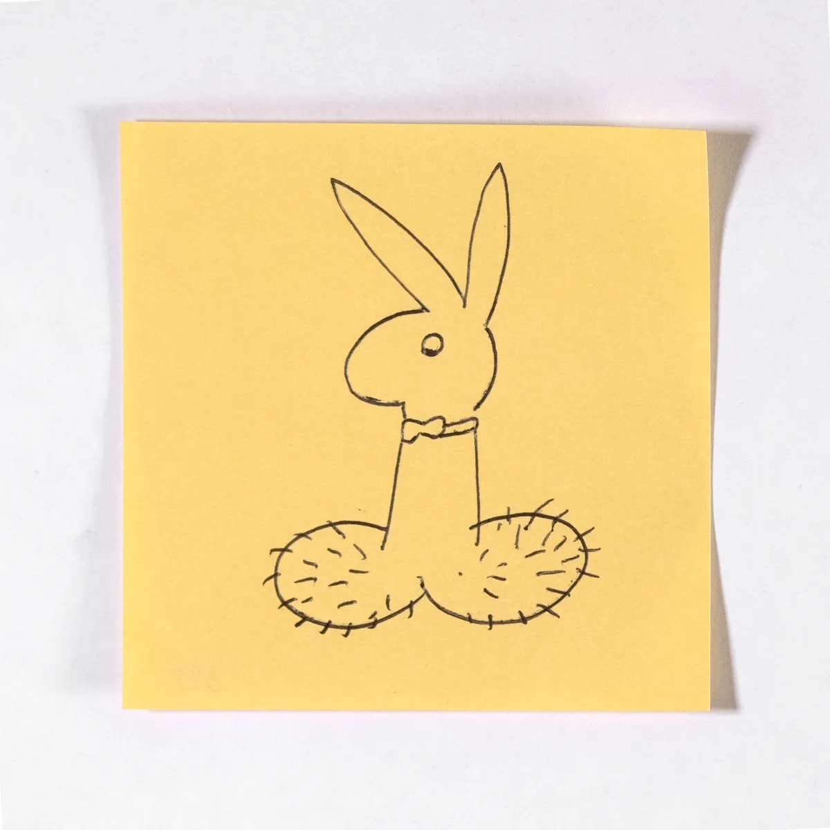 Playboy, No. 329 of 512: a hand-drawn cazzo on a sticky note
