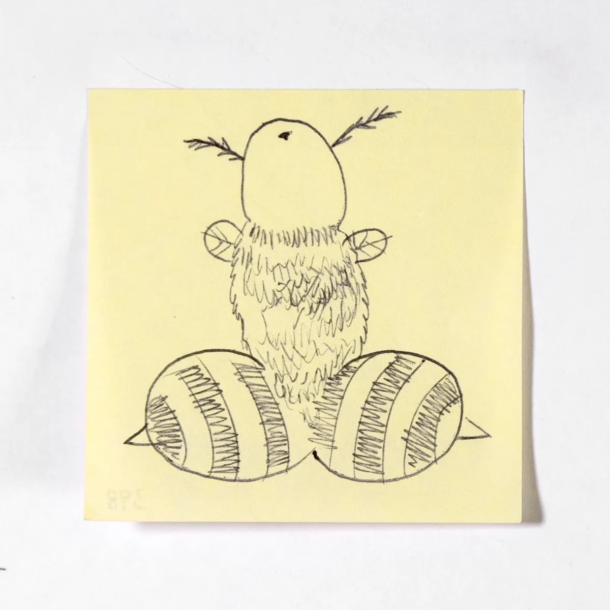 Bee, No. 398 of 512: a hand-drawn cazzo on a sticky note