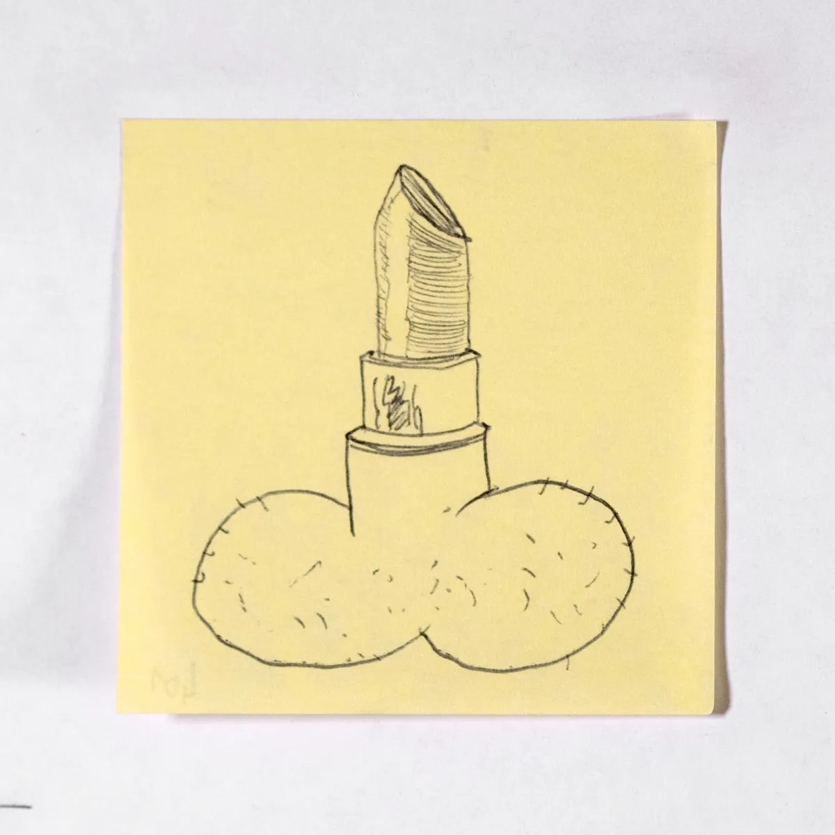 Lipstick, No. 401 of 512: a hand-drawn cazzo on a sticky note