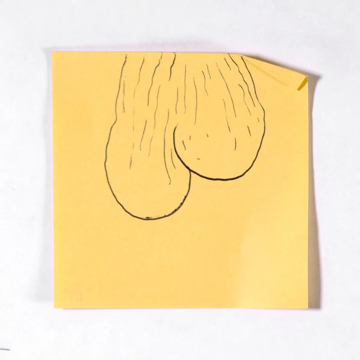 Pedantic, No. 411 of 512: a hand-drawn cazzo on a sticky note
