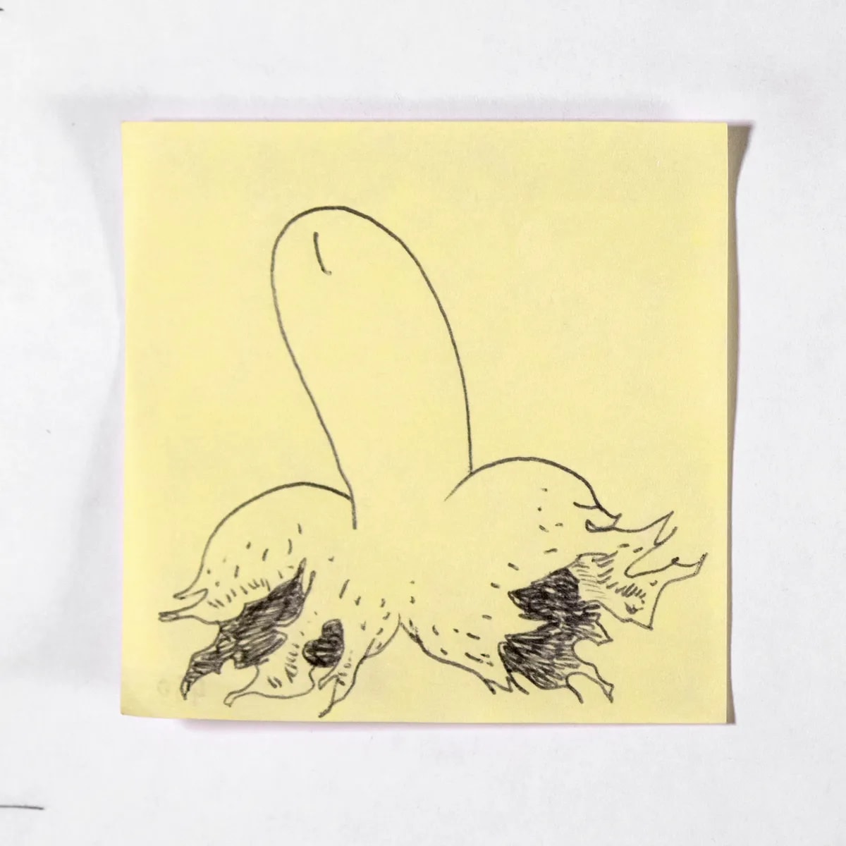 Exploded3, No. 450 of 512: a hand-drawn cazzo on a sticky note