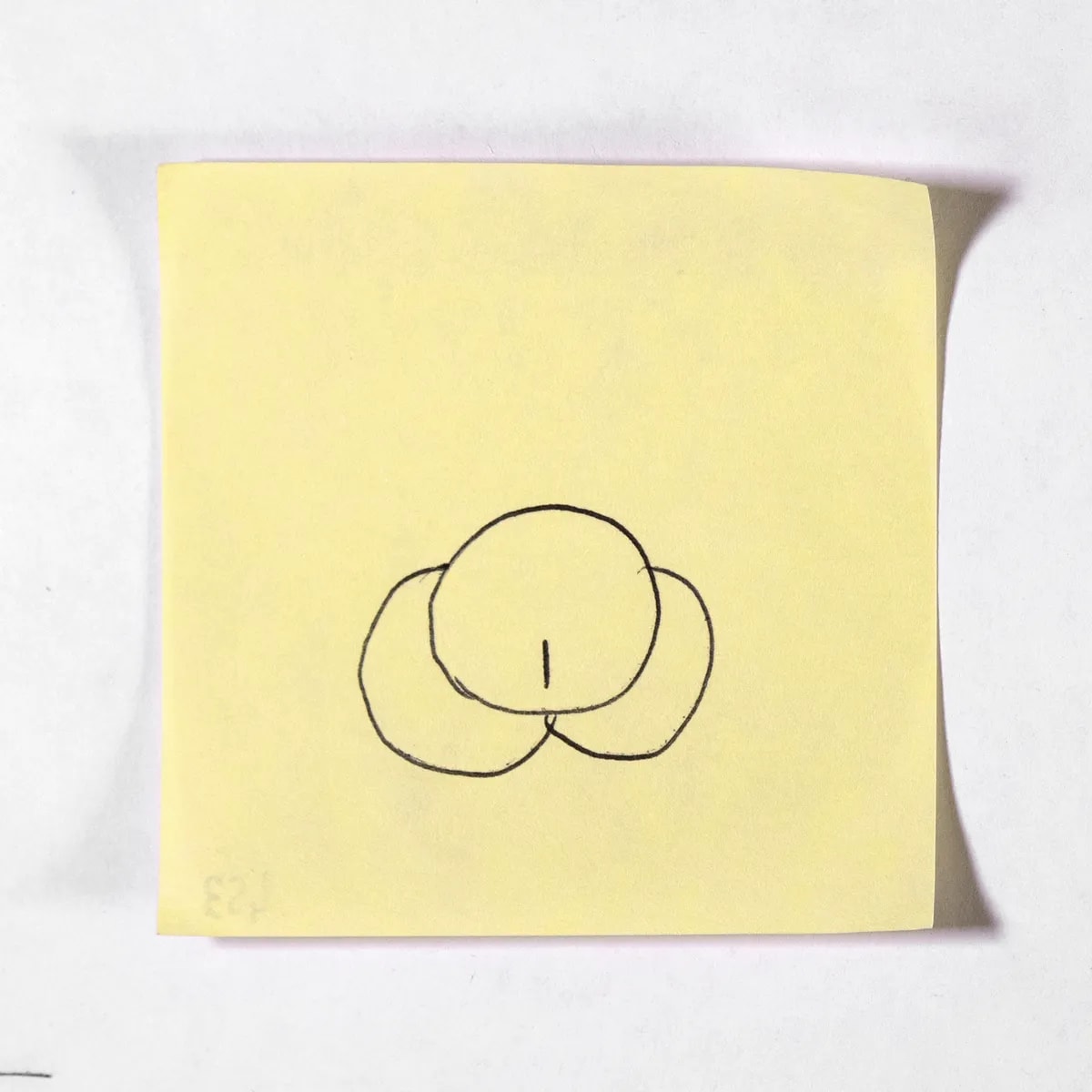 Perspective, No. 453 of 512: a hand-drawn cazzo on a sticky note