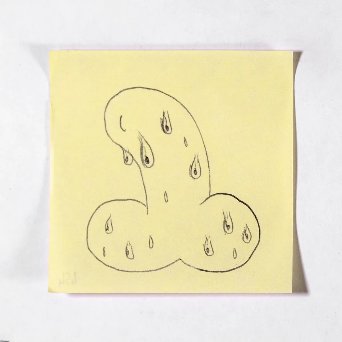 Anxious, No. 454 of 512: a hand-drawn cazzo on a sticky note