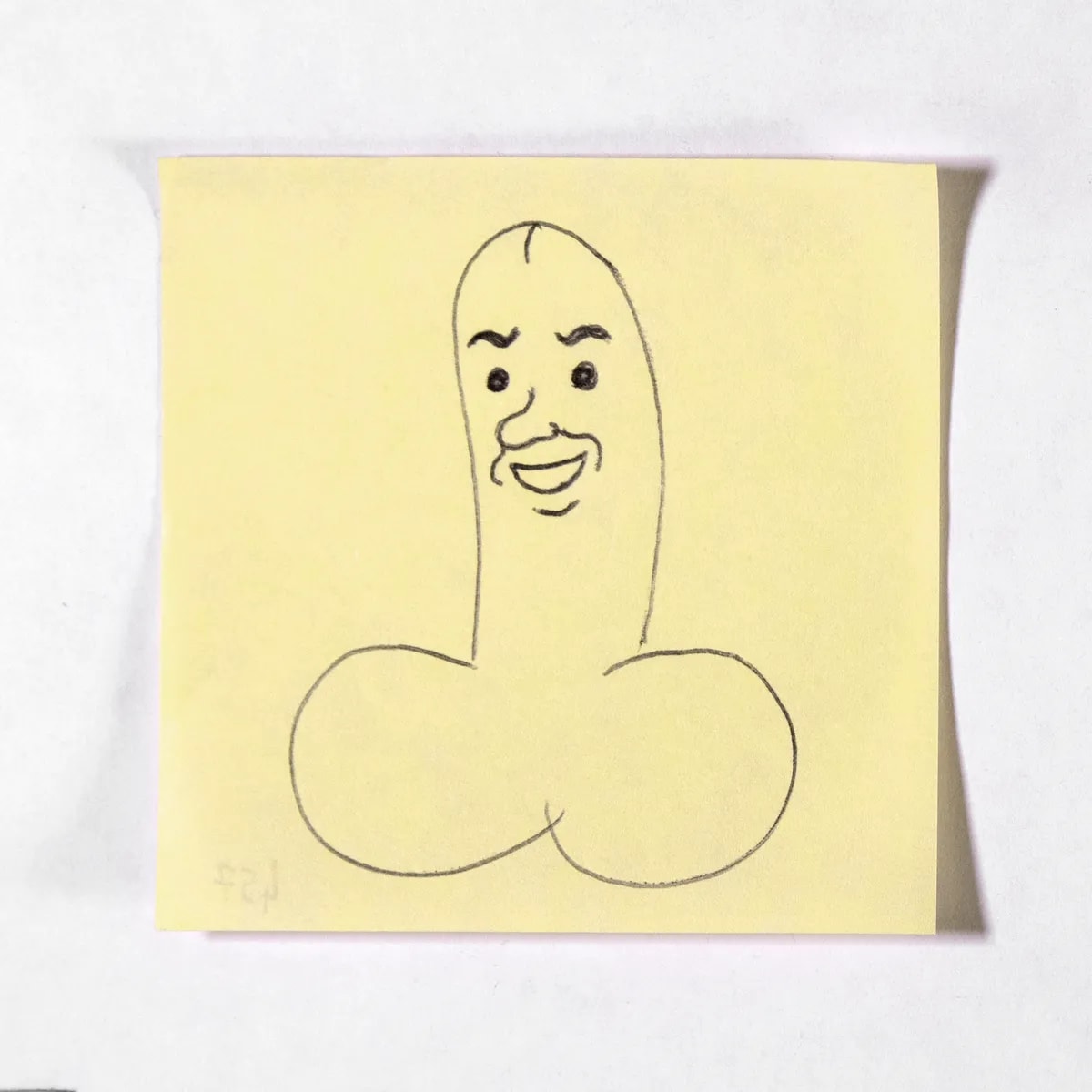 Cornella, No. 457 of 512: a hand-drawn cazzo on a sticky note