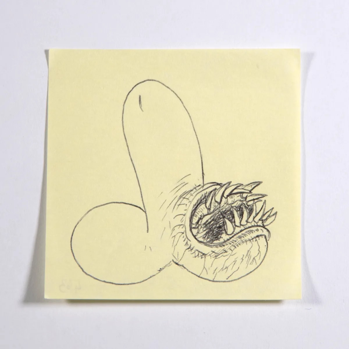 Thing, No. 463 of 512: a hand-drawn cazzo on a sticky note