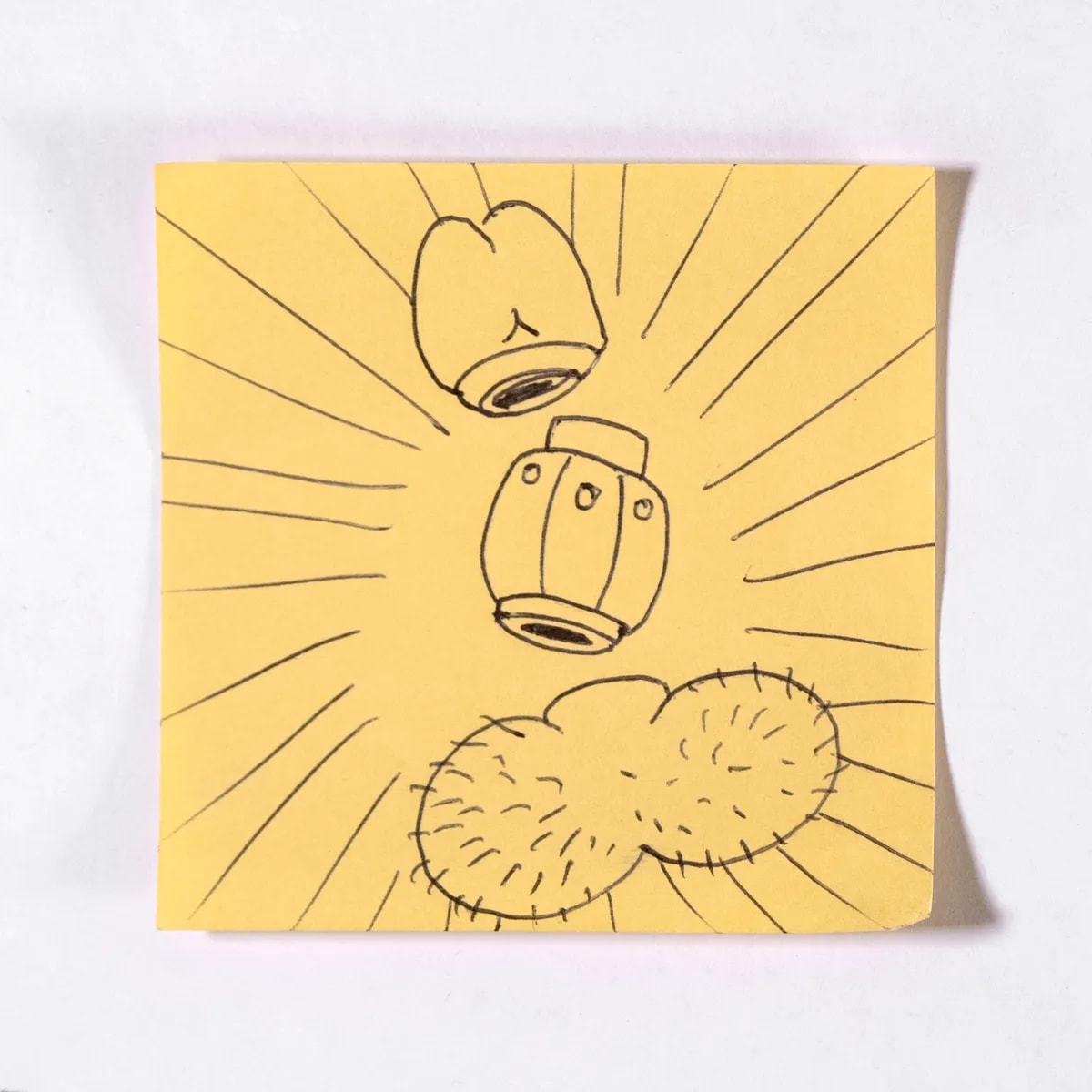 鋼鉄ジーグ, No. 470 of 512: a hand-drawn cazzo on a sticky note