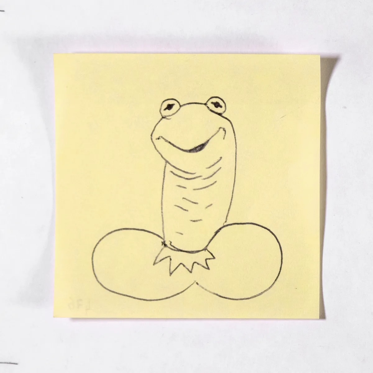 Kermit, No. 476 of 512: a hand-drawn cazzo on a sticky note