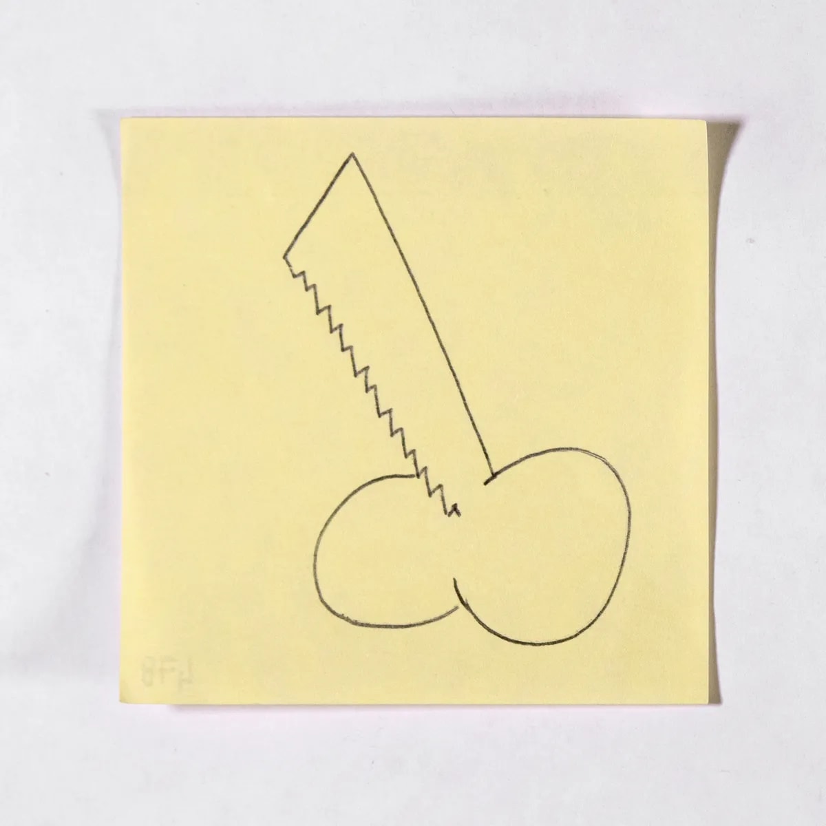 Saw, No. 478 of 512: a hand-drawn cazzo on a sticky note