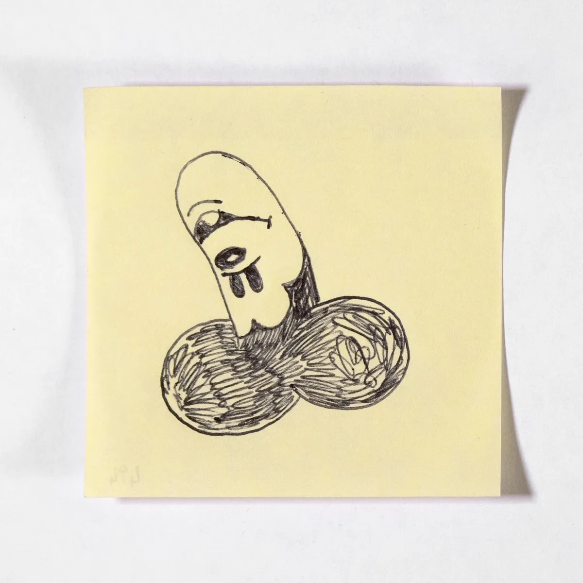 Mickey, No. 494 of 512: a hand-drawn cazzo on a sticky note