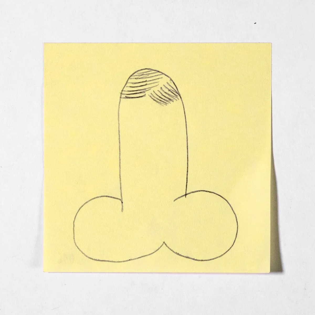 Gentle, No. 016 of 512: a hand-drawn cazzo on a sticky note