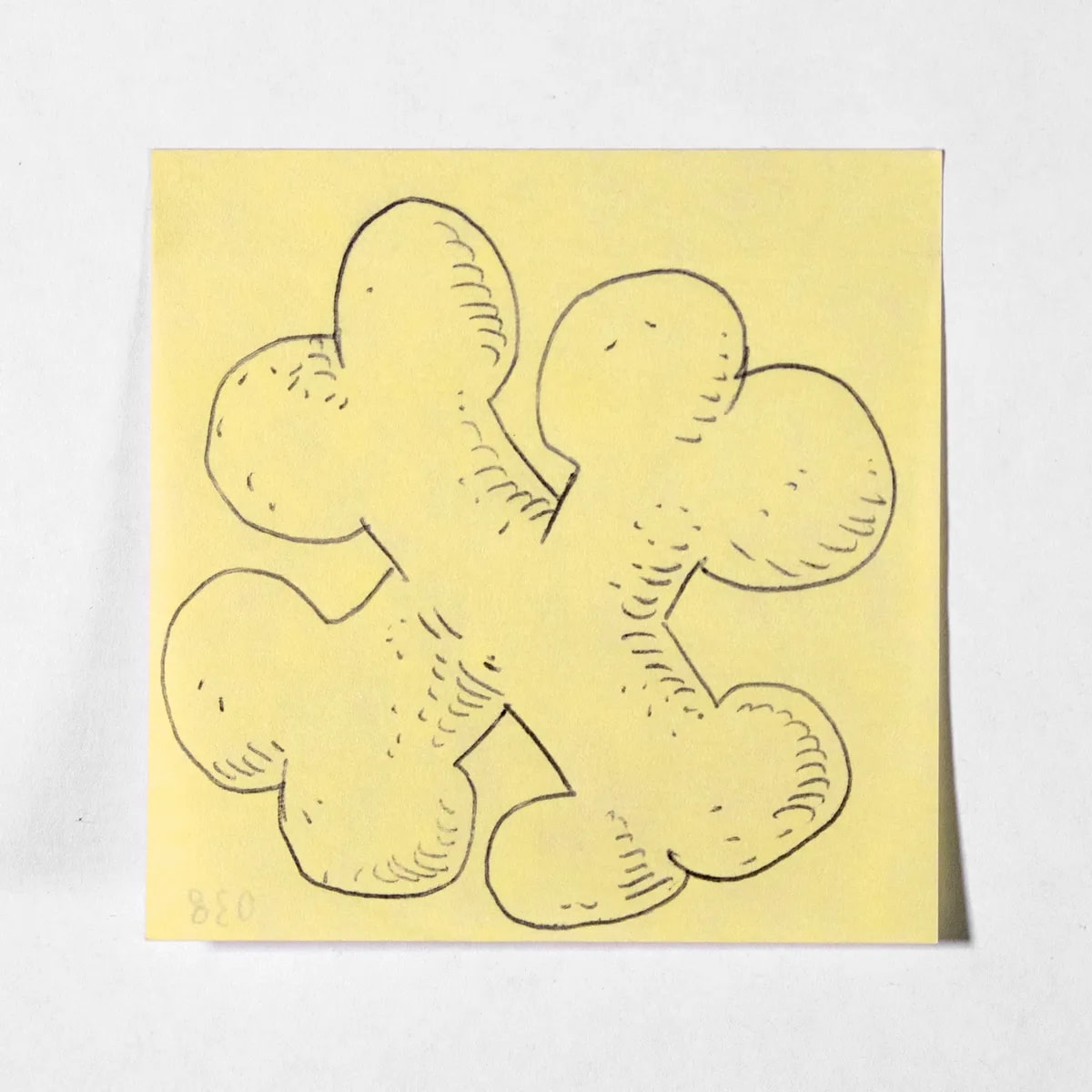 Tetraphallus, No. 038 of 512: a hand-drawn cazzo on a sticky note