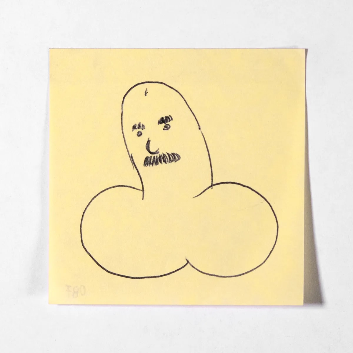 Serious, No. 087 of 512: a hand-drawn cazzo on a sticky note