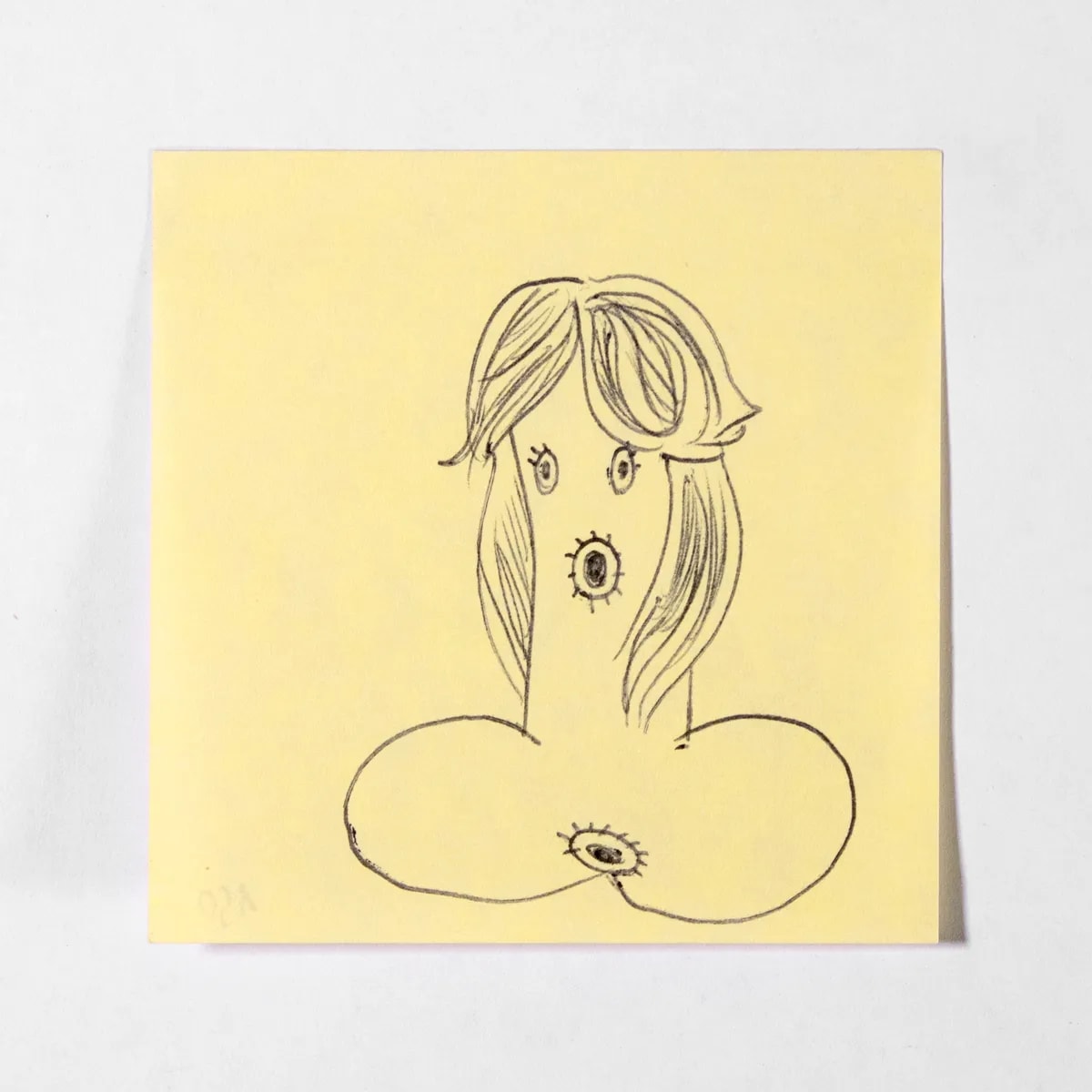 Doll1, No. 150 of 512: a hand-drawn cazzo on a sticky note